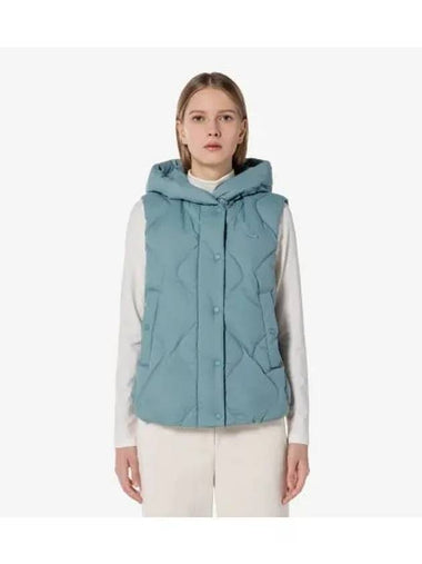 Women s Hooded Quilted Down Vest T rkiye Blue - LACOSTE - BALAAN 1