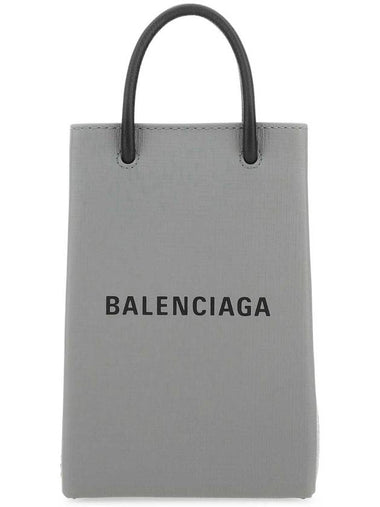 Logo Print Phone Holder Small Cross Bag Grey - BALENCIAGA - BALAAN 1