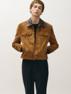 Suede Western Crop Jacket Camel - NOIRER - BALAAN 3