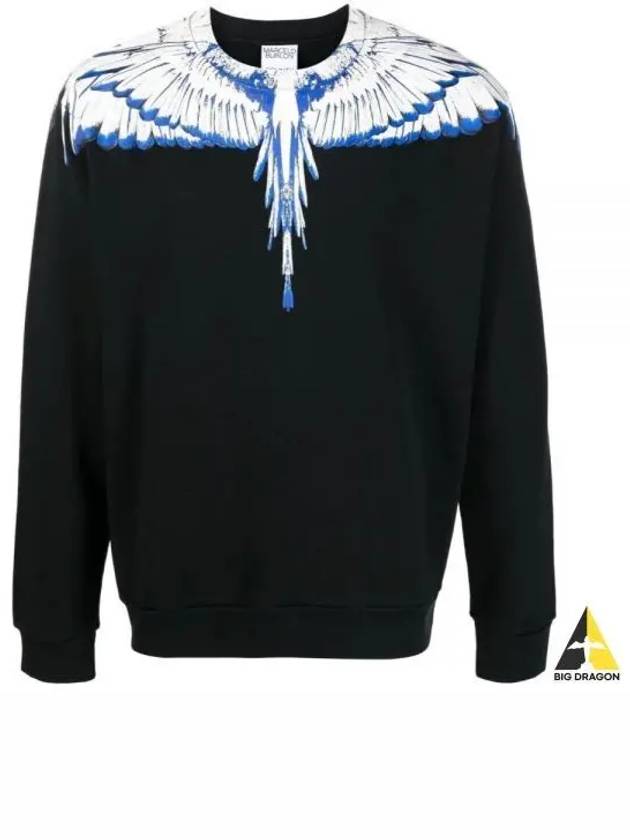 Icon Wing Print Crew Neck Sweatshirt Black Blue - MARCELO BURLON - BALAAN 2