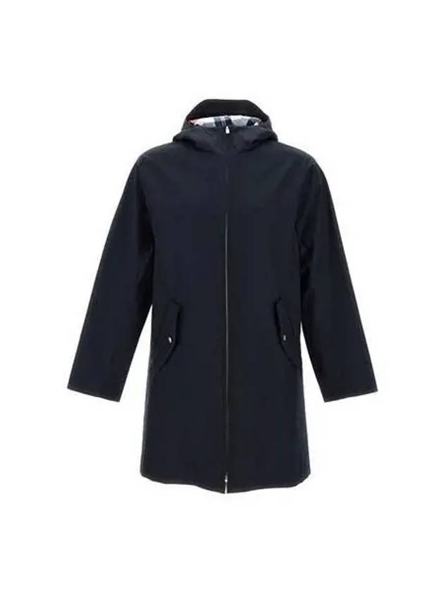 Cotton Twill Waterfruit Hooded Jacket Navy MOT082A 06111 - THOM BROWNE - BALAAN 1