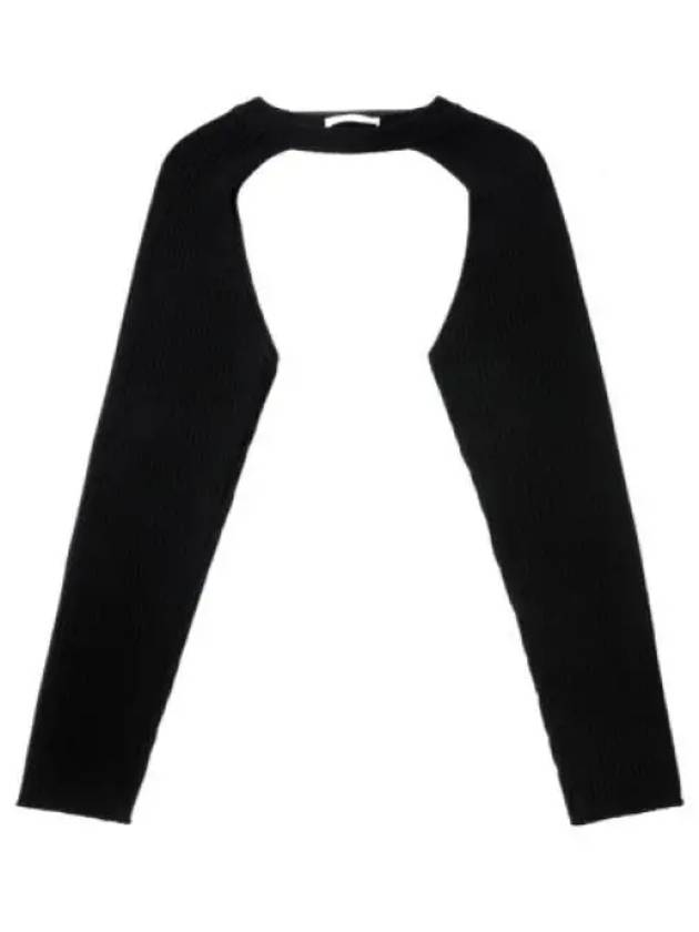 Rib Knit Shrug Long Sleeve T-Shirt Black - HELMUT LANG - BALAAN 2