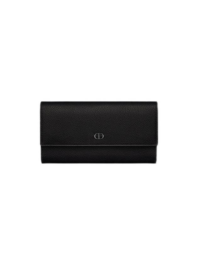 Grained Calfskin CD Icon Signature Long Wallet Black - DIOR - BALAAN 1