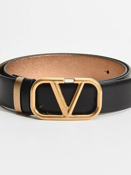 V Logo Leather Belt Black - VALENTINO - BALAAN 2