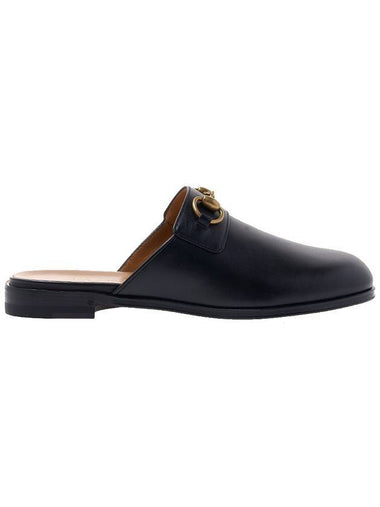 Men's Horsebit Leather Slippers Black - GUCCI - BALAAN 1