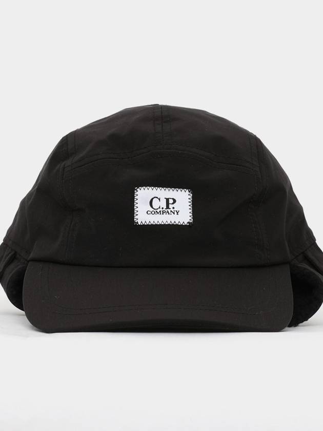 Chrome R Logo Patch Earflap Ball Cap Black - CP COMPANY - BALAAN 3