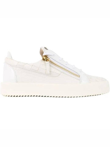 May London Croc Leather Low Top Sneakers White - GIUSEPPE ZANOTTI - BALAAN 1