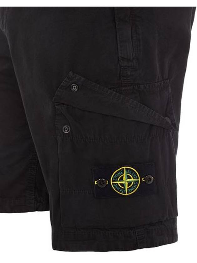 Men's Logo Patch Cargo Bermuda Shorts Black - STONE ISLAND - BALAAN 3