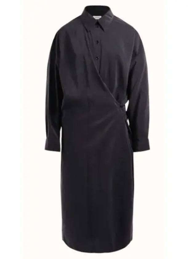 Straight Collar Twisted Midi Dress Navy - LEMAIRE - BALAAN 2