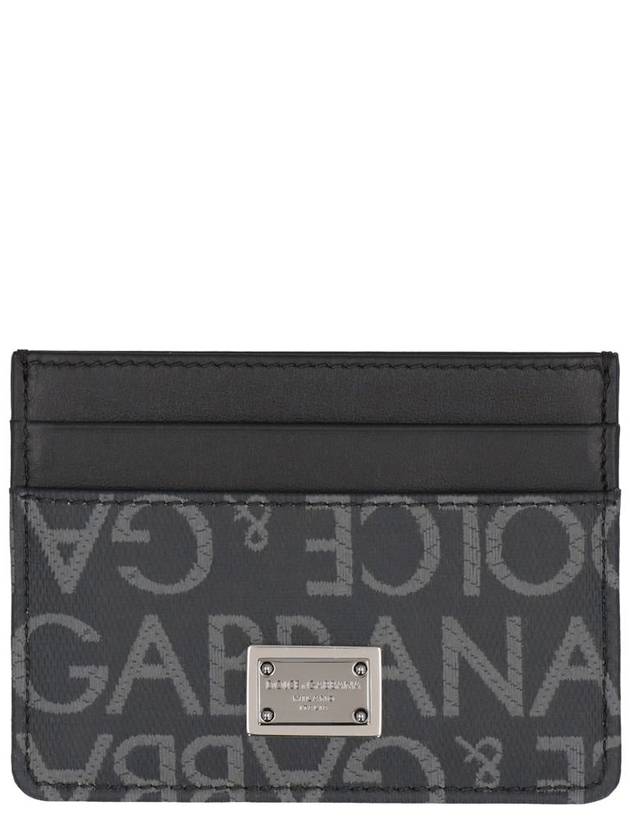 Logo Jacquard Leather Card Wallet Black - DOLCE&GABBANA - BALAAN 2