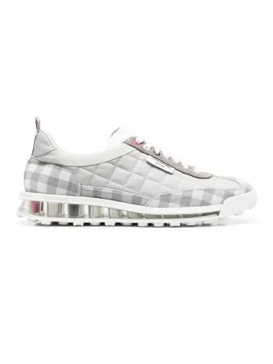 Quilted Nylon Clear Sole Tech Runner Low Top Sneakers White Grey - THOM BROWNE - BALAAN 2