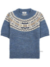 Triomphe Fair Isle Wool Knit Top Light Blue - CELINE - BALAAN 10