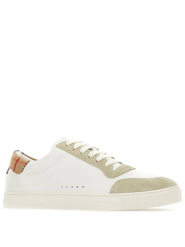 Leather Suede Check Cotton Low Top Sneakers White - BURBERRY - BALAAN 3