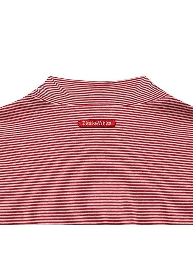 Striped One-Point Basic Half High Neck T-Shirt 9720LAUDWHITE RED - BLACK&WHITE - BALAAN 3