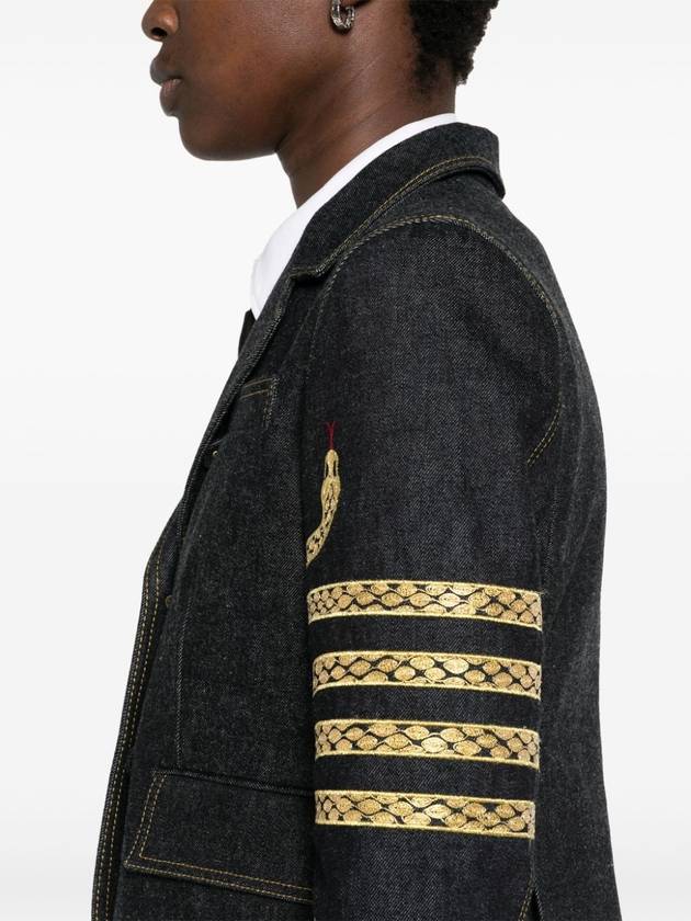 Snake motif denim jacket black - THOM BROWNE - BALAAN 6