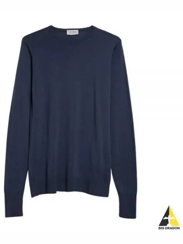 Marcus Smoke Blue Crew Neck Knit - JOHN SMEDLEY - BALAAN 1