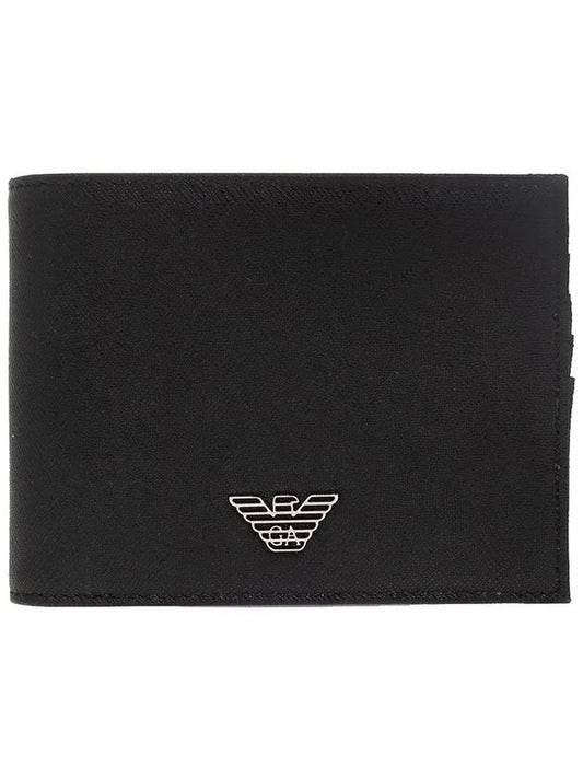 Logo Detail Leather Half Wallet Black - EMPORIO ARMANI - BALAAN 2