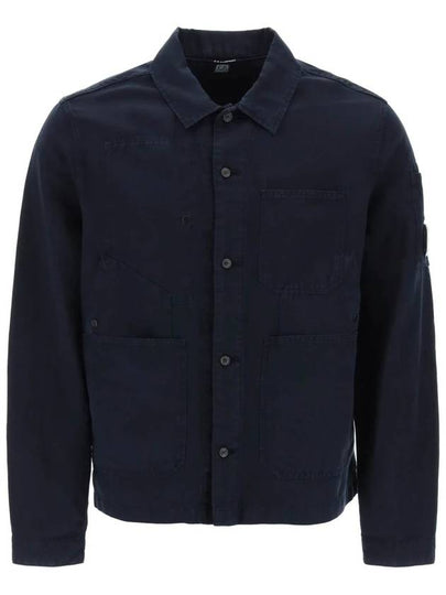 Cotton Linen Over Long Sleeve Shirt Navy - CP COMPANY - BALAAN 2