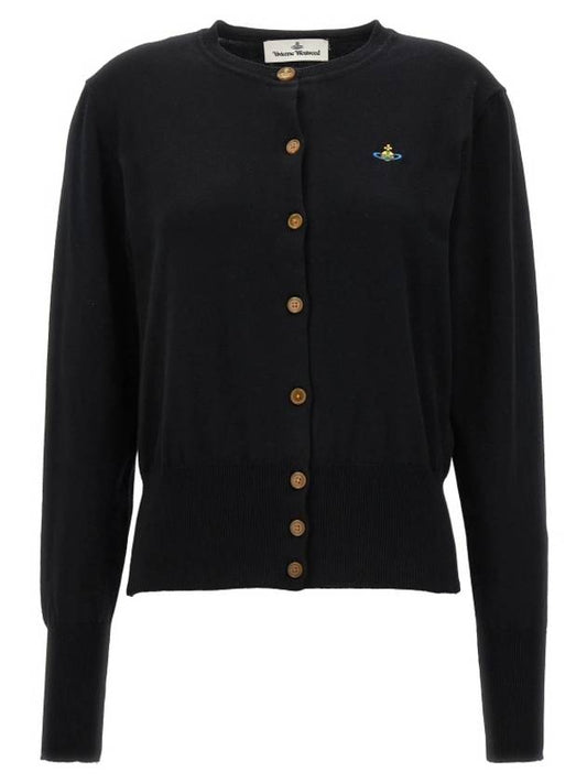 Bea Embroidered Logo Cardigan Black - VIVIENNE WESTWOOD - BALAAN 1