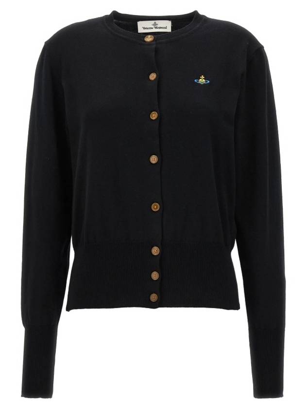 Bea Embroidered Logo Cardigan Black - VIVIENNE WESTWOOD - BALAAN 2