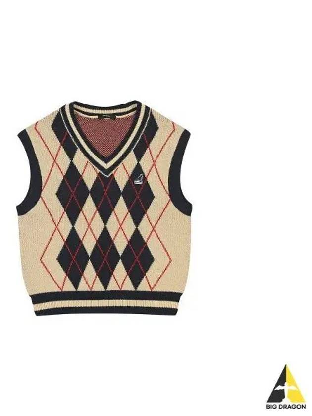 Women s Argyle Knit Vest 1877 Navy - KANGOL - BALAAN 1