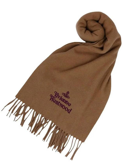 Embroidered Logo Wool Muffler Camel 81030007 C407 - VIVIENNE WESTWOOD - BALAAN 2