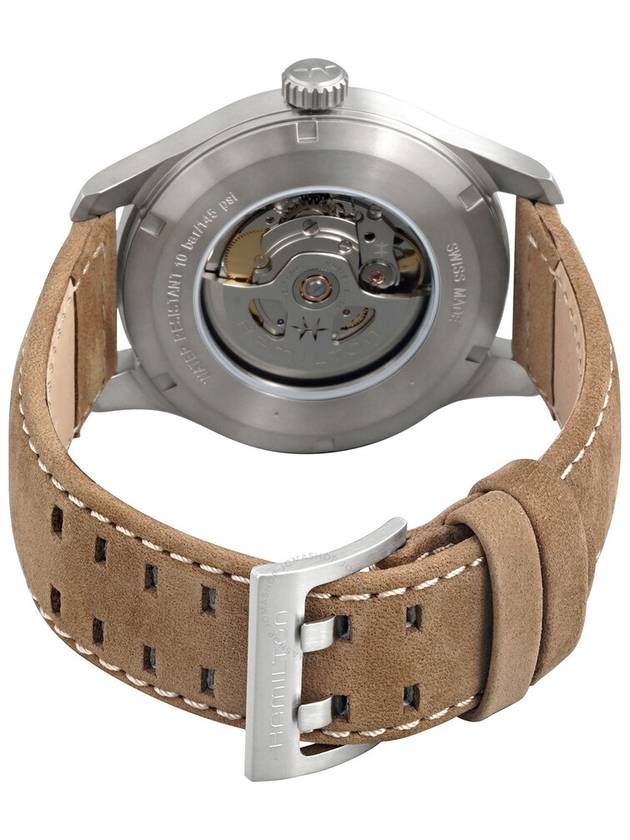 Khaki Field Titanium Leather Watch Brown - HAMILTON - BALAAN 4