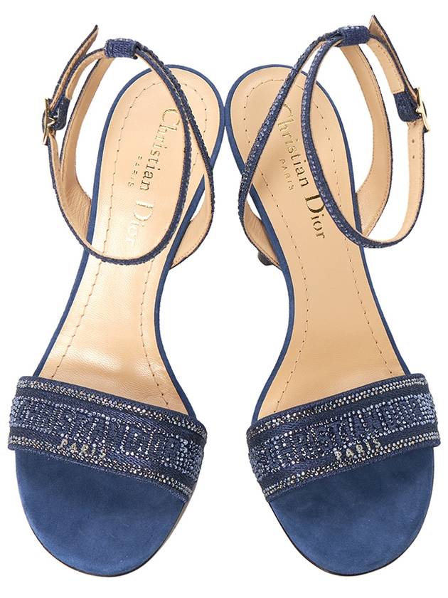 Dway Embroidered Cotton Sandals Heels Royal Blue - DIOR - BALAAN 3