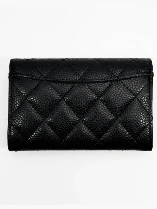 Classic Silver Logo Quilted Caviar Card Wallet Black - CHANEL - BALAAN 3