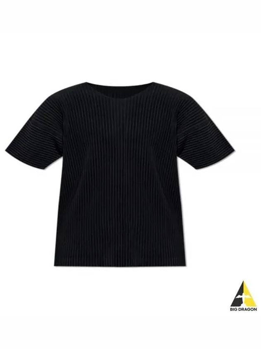 Pleated Short Sleeve T-Shirt Black - ISSEY MIYAKE - BALAAN 2