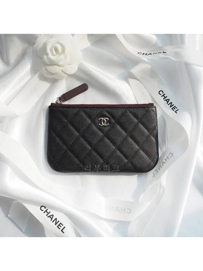 Classic Mini Pouch Grained Calfskin Silver Black - CHANEL - BALAAN 2