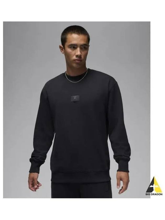 Jordan Flight Fleece Crew Neck Sweatshirt M Black FV7259 010 - NIKE - BALAAN 1