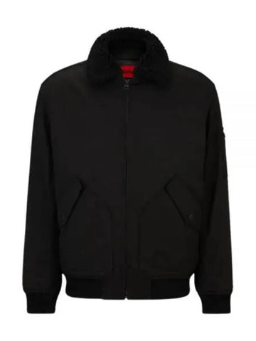 Teddy Collar Water Repellent Padded Bomber Jacket Black - HUGO BOSS - BALAAN 1