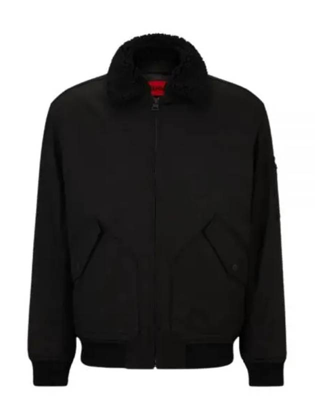 Teddy Collar Water Repellent Padded Bomber Jacket Black - HUGO BOSS - BALAAN 1