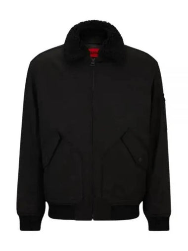 Teddy Collar Water Repellent Padded Bomber Jacket Black - HUGO BOSS - BALAAN 1