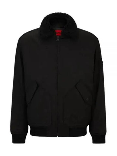 Teddy Collar Water Repellent Padded Bomber Jacket Black - HUGO BOSS - BALAAN 2