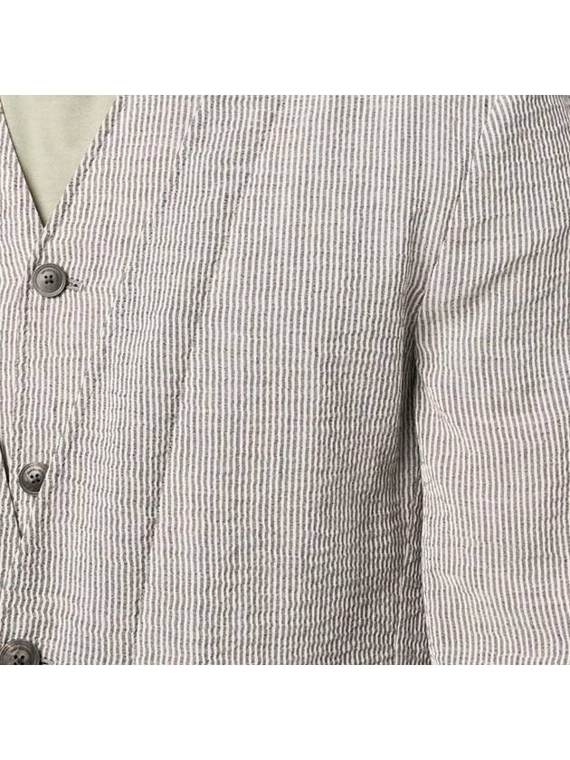 Striped Linen Jacket Gray - EMPORIO ARMANI - BALAAN.