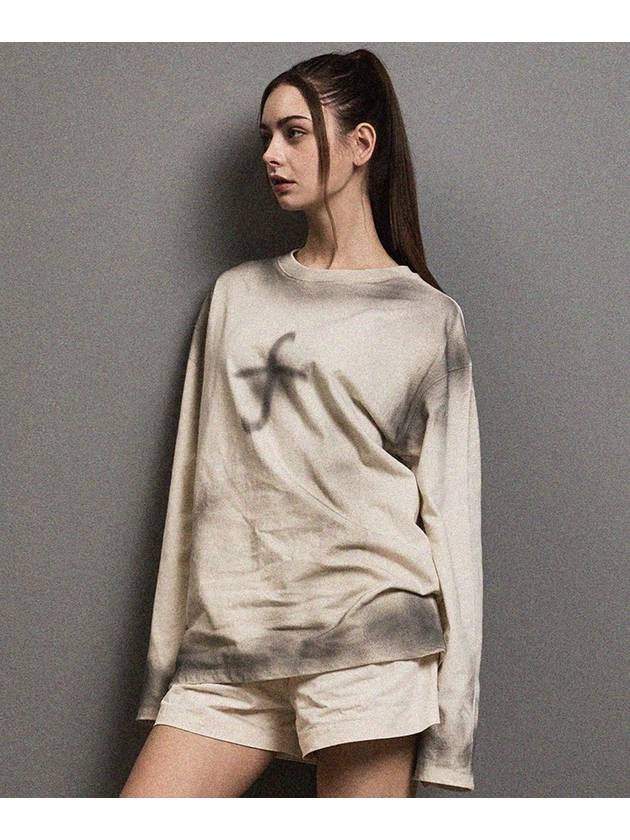 Vintage Washed Elogo Long Sleeve T-Shirt Cream - FFEFF STUDIO - BALAAN 4