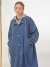 Denim Hoodie Oversized Single Coat Blue - RYUL+WAI: - BALAAN 4