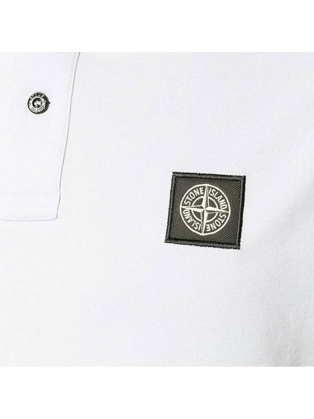 Men's Two Line Wappen Patch Cotton Short Sleeve Polo Shirt White - STONE ISLAND - BALAAN 4