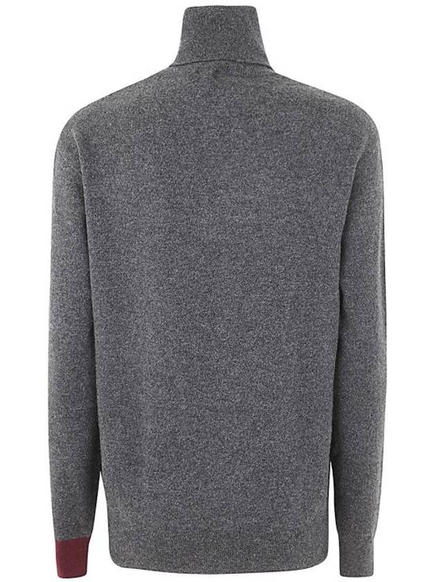 Logo Knit Wool Turtleneck Grey - PATOU - BALAAN 8