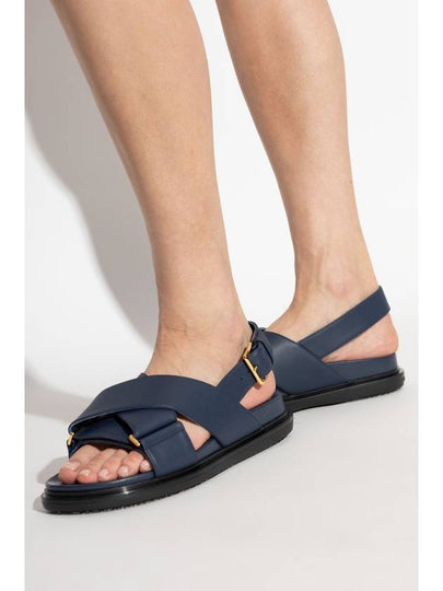 Marni Leather Sandals, Women's, Navy Blue - MARNI - BALAAN 2