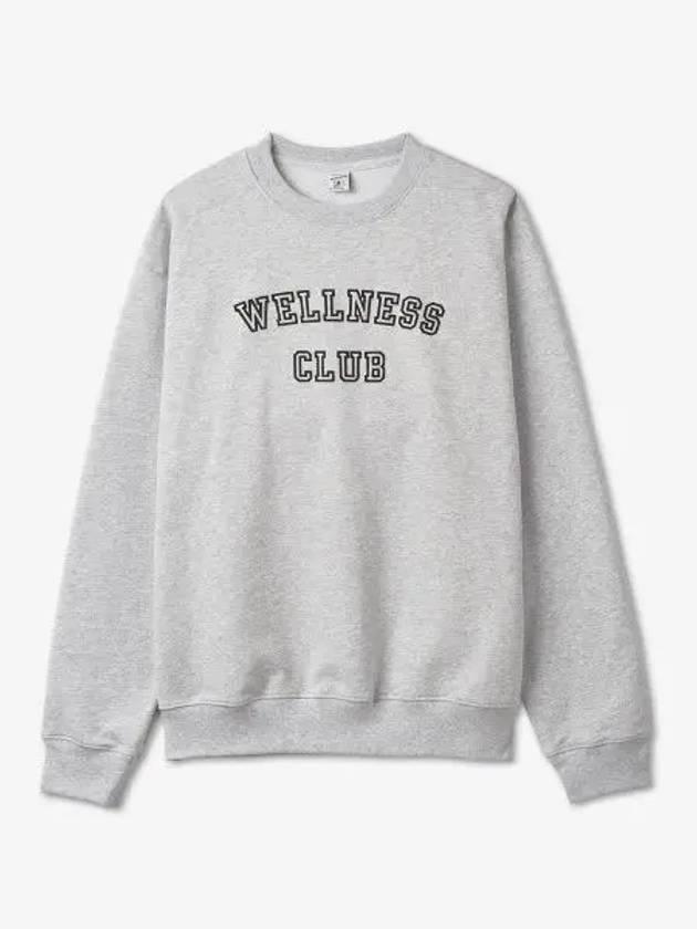 Wellness Club Flock Crew Neck Cotton Sweatshirt Light Grey - SPORTY & RICH - BALAAN 2