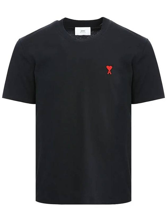 Small Heart Logo Short Sleeve T-Shirt Black - AMI - BALAAN 2