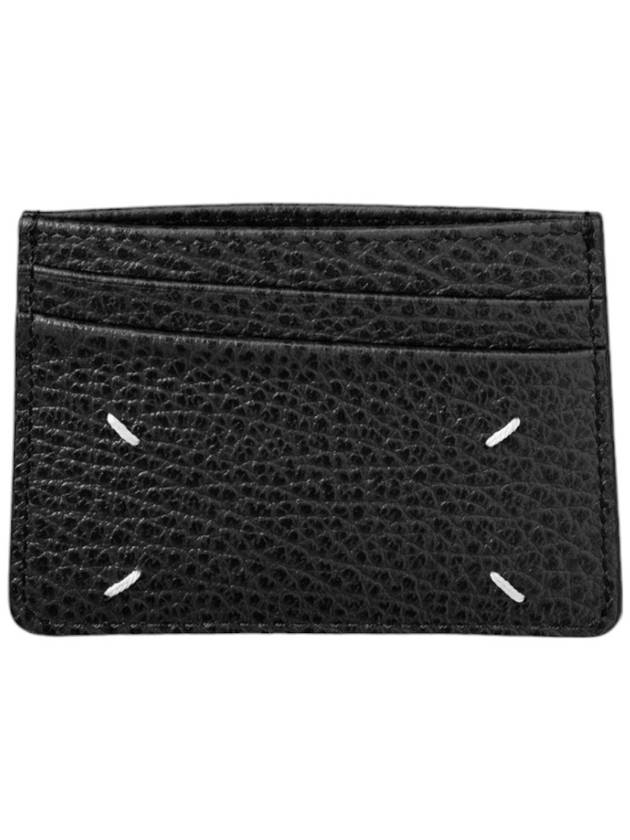 Grain Leather Stitch Card Wallet Black - MAISON MARGIELA - BALAAN 3