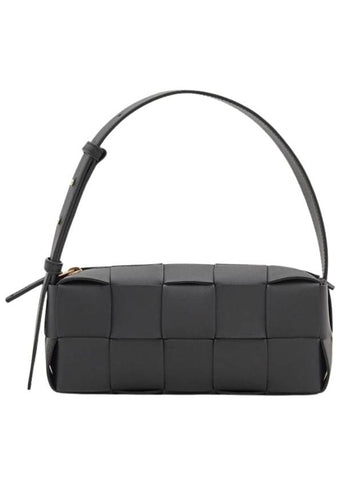 Brick Cassette Intrecciato Small Shoulder Bag Black - BOTTEGA VENETA - BALAAN 1