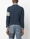 Donegal Twist Cable 4-Bar Classic Crewneck Knit Top Blue - THOM BROWNE - BALAAN 4