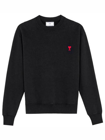 Men's Small Heart Logo Sweatshirt Black - AMI - BALAAN 2