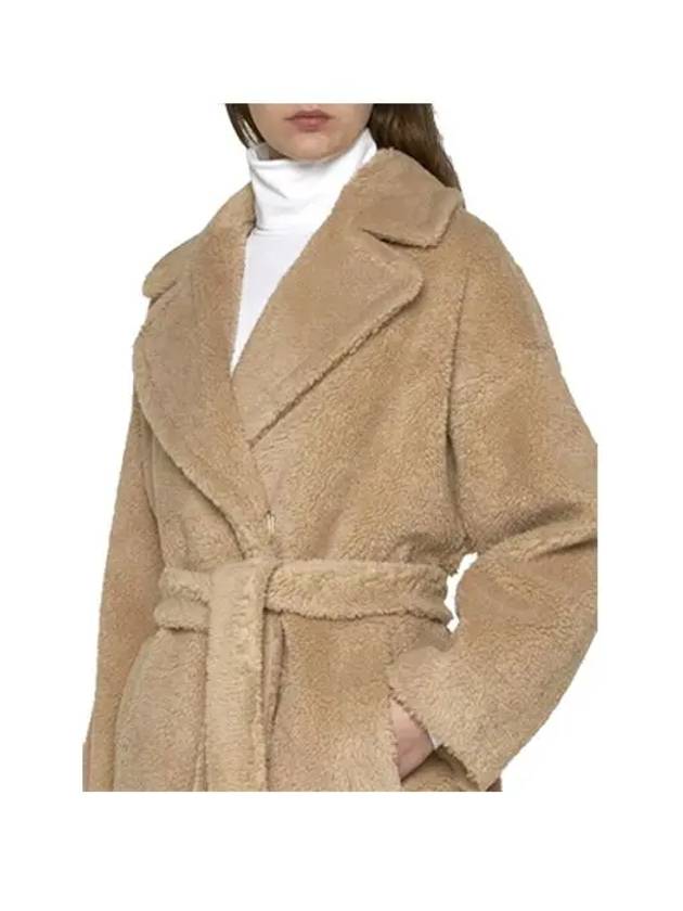 Ramino Belt Virgin Wool Fur Coat Beige - MAX MARA - BALAAN 4