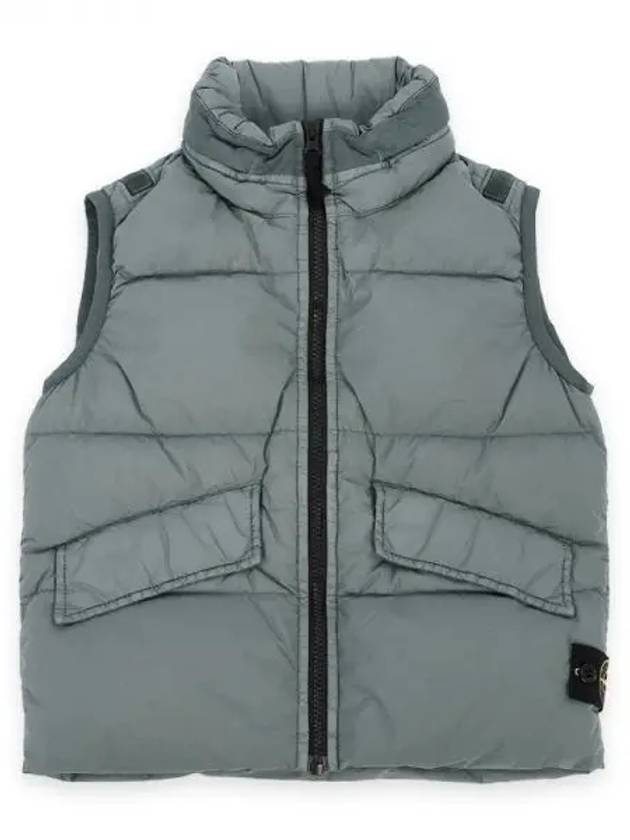 Kids Crinkle Reps Recycled Nylon Down Vest Pewter Grey - STONE ISLAND - BALAAN 2